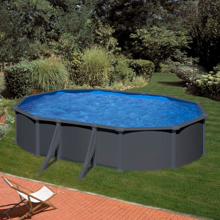 Piscina in acciaio antracite