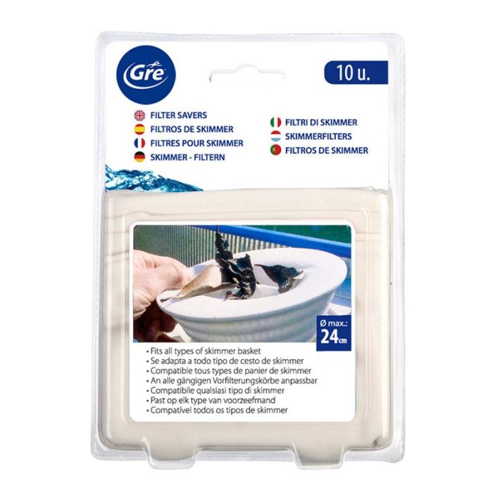 5 Filtri Monouso Per Cestello Skimmer Piscina, Con Elastico, Per EBS 1000/1500 E Simili