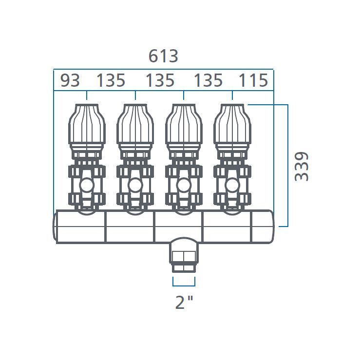 Collettore Rame 3 Porte Pex Collettore Idraulico In Rame 3 Porte - 1/2" PEX, 3/4" Ingresso, Per Impianti Idraulici, Sioux Chief Distributore Acqua PEX Rame