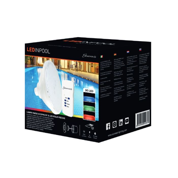 Ampoule LED PAR56 Blanche - 22W, 039 LEDs, Avec Télécommande, Marque Seamaid, Neuf