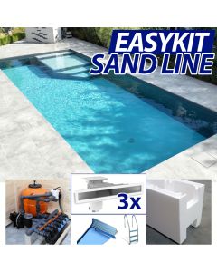 Easy kit Sand Line, kit piscina fai da te 4 x 14 x h 1.50, skimmer sfioratore filtro a sabbia