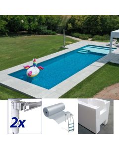 Easy kit Skimmer Kart, kit costruzione piscina fai da te 5 x 11 x h 1.50, skimmer filtrante