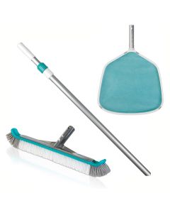 Kit pulizia piscina manuale | asta telescopia + retino + spazzola