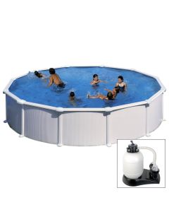 ATLANTIS - Ø 550 x h132 cm - filtro SABBIA - piscina fuoriterra rigida in acciaio colore bianco Dream Pool - Grè