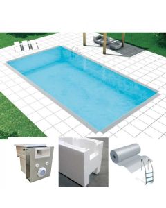 Easy kit design, kit de bricolaje piscina 4 x 8 x h 1,50, skimmer con muro filtrante