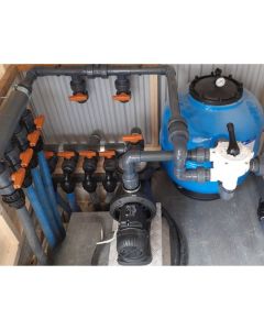 Impianto di filtrazione completo da 33 mc/h pompa DAB Euroswim 2 HP su basamento