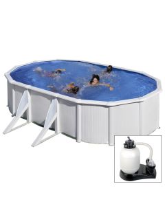 FIDJI - 610 x 375 x h120 cm - filtro SABBIA - piscina fuoriterra rigida in acciaio colore bianco Dream Pool - Grè