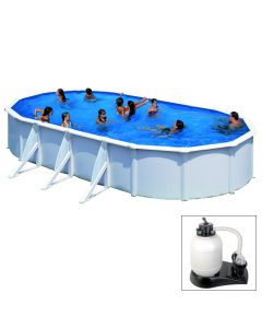 FIDJI - 730 x 375 x h120 cm - filtro SABBIA - piscina fuoriterra rigida in acciaio colore bianco Dream Pool - Grè