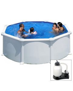 ATLANTIS- Ø 350 x h132 cm - filtro SABBIA - piscina fuoriterra rigida in acciaio colore bianco Dream Pool - Grè 