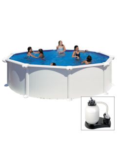 ATLANTIS- Ø 460 x h132 cm - filtro SABBIA - piscina fuoriterra rigida in acciaio colore bianco Dream Pool - Grè