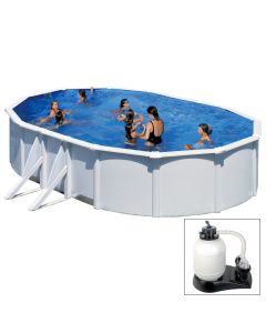 ATLANTIS - 610 x 375 x h132 cm - filtro SABBIA - piscina fuoriterra rigida in acciaio colore bianco Dream Pool - Grè