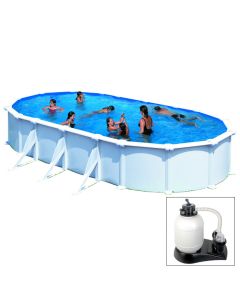 ATLANTIS - 730 x 375 x h132 cm - filtro SABBIA - piscina fuoriterra rigida in acciaio colore bianco Dream Pool - Grè