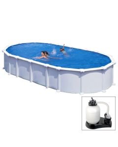 HAITI - 730 x 375 x h 132 cm - filtro SABBIA - piscina fuoriterra rigida in acciaio colore bianco - Grè