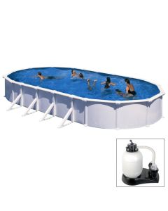 ATLANTIS - 915 x 470 x h132 cm - filtro SABBIA - piscina fuoriterra rigida in acciaio colore bianco Dream Pool - Grè
