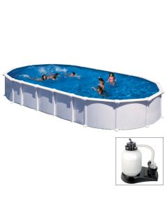 HAITI - 915 x 470 x h 132 cm - filtro SABBIA - piscina fuoriterra rigida in acciaio colore bianco - Grè 