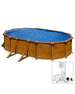 SICILIA 500 x 300 x h 120 - filtro CARTUCCIA - Piscina fuoriterra rigida in acciaio fantasia legno Dream Pool - Grè