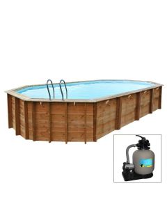SAFRAN 2, piscina fuori terra in legno Gré, 573 x 348 x h 133, filtro SABBIA
