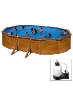 PACIFIC 500 x 300 x h 120 - filtro SABBIA - Piscina fuoriterra rigida in acciaio fantasia legno Dream Pool - Grè