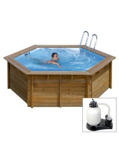 VASTO, piscina fuoriterra in legno Gré, ø 376 x h 133, filtro SABBIA
