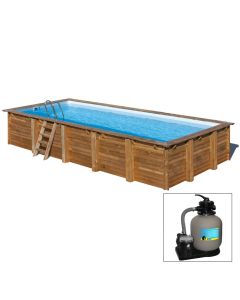 MINT 970 x 380 x h 142 - filtro a SABBIA - piscina fuori terra RETTANGOLARE in legno sistema ad incastro - Gré