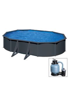 ANTRACITE 634 x 575 x 132 cm, filtro sabbia, piscina fuoriterra in composito