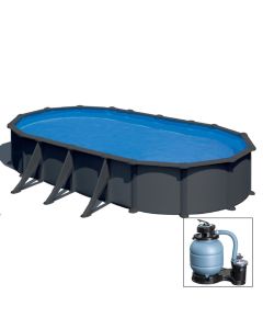 ANTRACITE 744 x 575 x 132 cm, filtro sabbia, piscina fuoriterra in composito