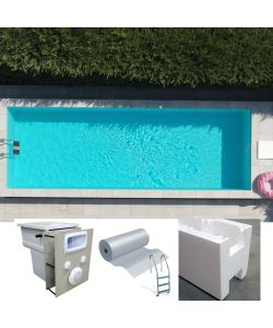 Conception en kit facile, kit piscine à monter soi-même 3 x 6 x h 1,50, skimmer