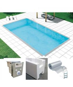 Easy kit design, kit de bricolaje piscina 3 x 6 x h 1,50, skimmer con muro filtrante
