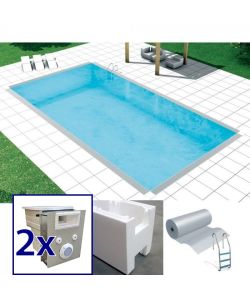 Easy kit design, kit de bricolaje piscina 5 x 10 x h 1,50, skimmer con muro filtrante