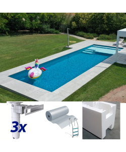 Easy kit Skimmer Kart, kit piscina fai da te 3 x 14 x h 1.50, skimmer sfioratore filtrante
