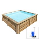 CITY 200 x 200 x h 65 - filtro a CARTUCCIA - piscina fuori terra QUADRATA in legno sistema ad incastro - Gré