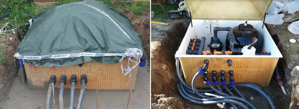 Locale tecnico interrato con sistema di filtrazione a sabbia