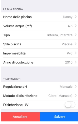 Caratteristiche piscina 